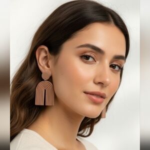 Bohemian U Drop Brown Dangle Earrings NWT Chic Elegant